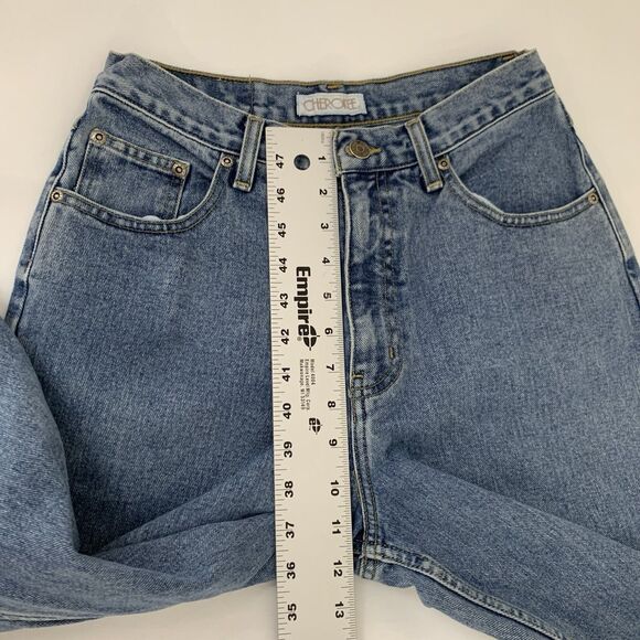 Vintage Cherokee Jeans Women 8 Blue 100% Cotton High Waisted Denim 90s Mom 26x30 - Picture 10 of 11